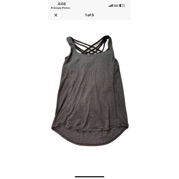 Lululemon Wild Tank Top Strappy Open Back Heathered Gray /Black Size 4 Y2K Lulu - Picture 1 of 5